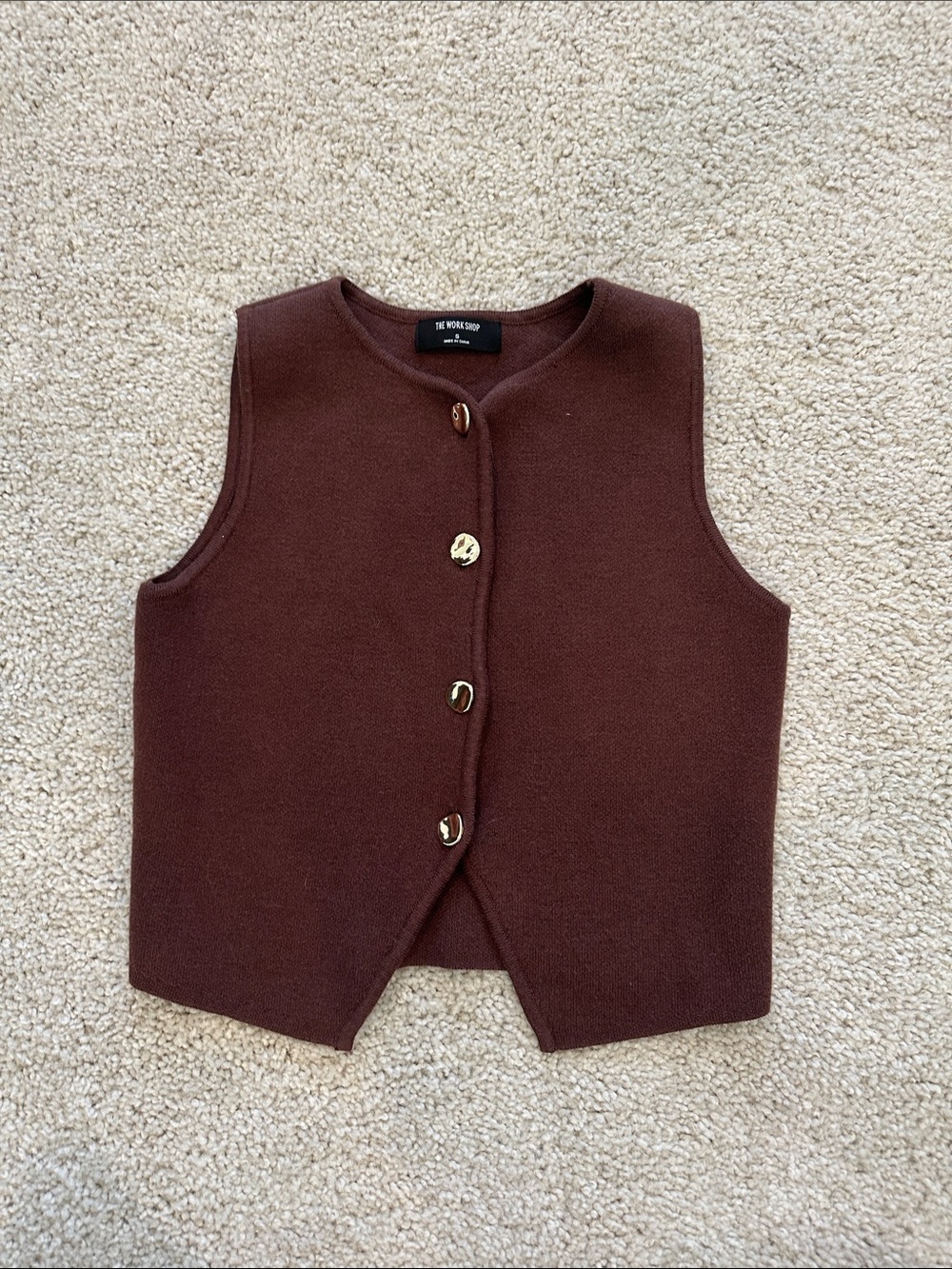The Work Shop Chocolate Brown Knit Button Vest